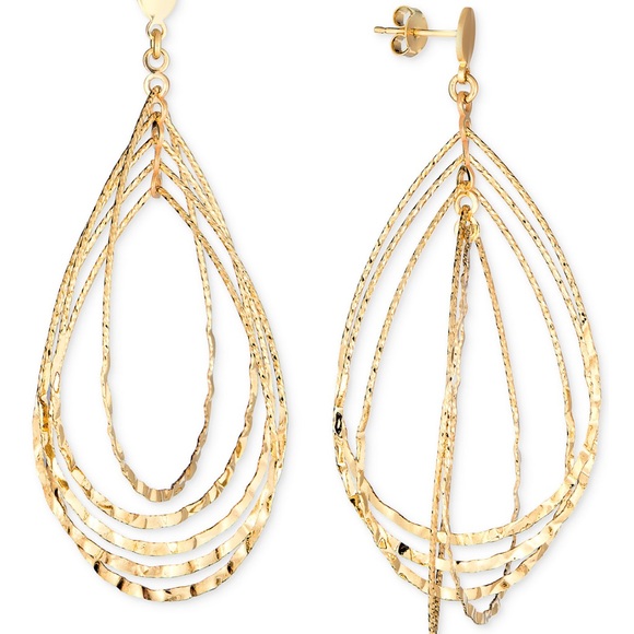 Textured Multi-Teardrop Drop Earrings in 14k Gold-Plated Sterling Silver - Picture 1 of 4